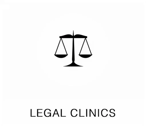 a black and white logo with a white circle and black scales